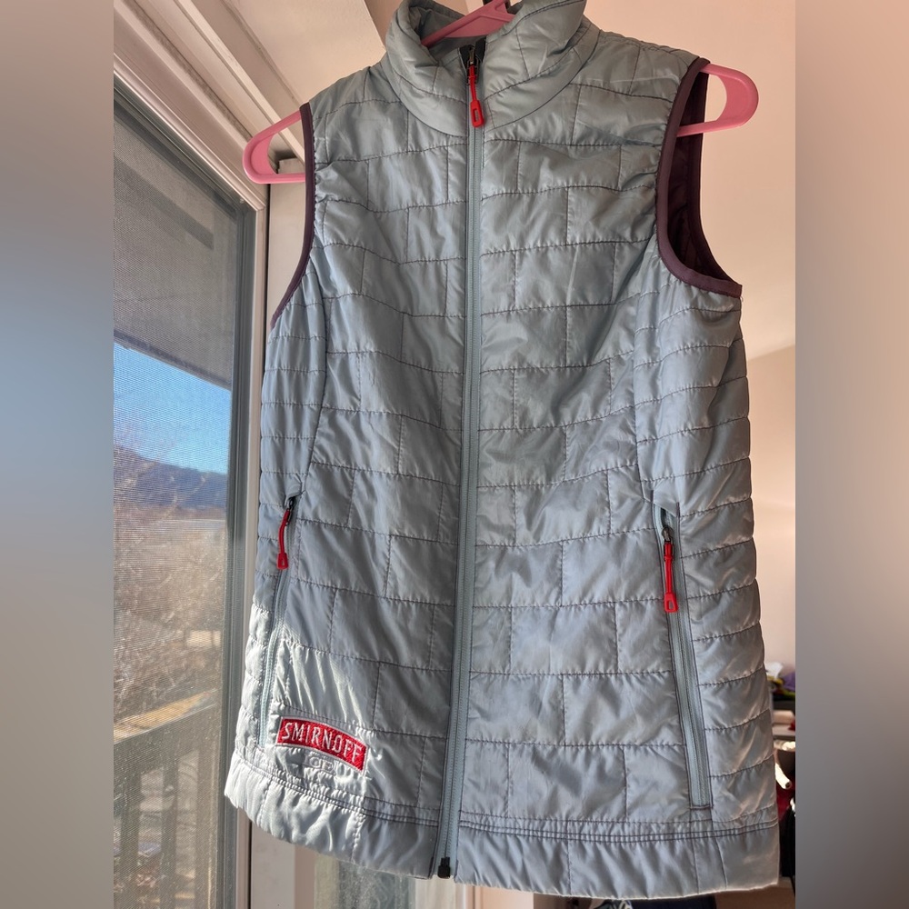 Patagonia Nano Puff Vest Light Blue XS Smirnoff Ice Vodka Corporate Logo - Picture 5 of 10